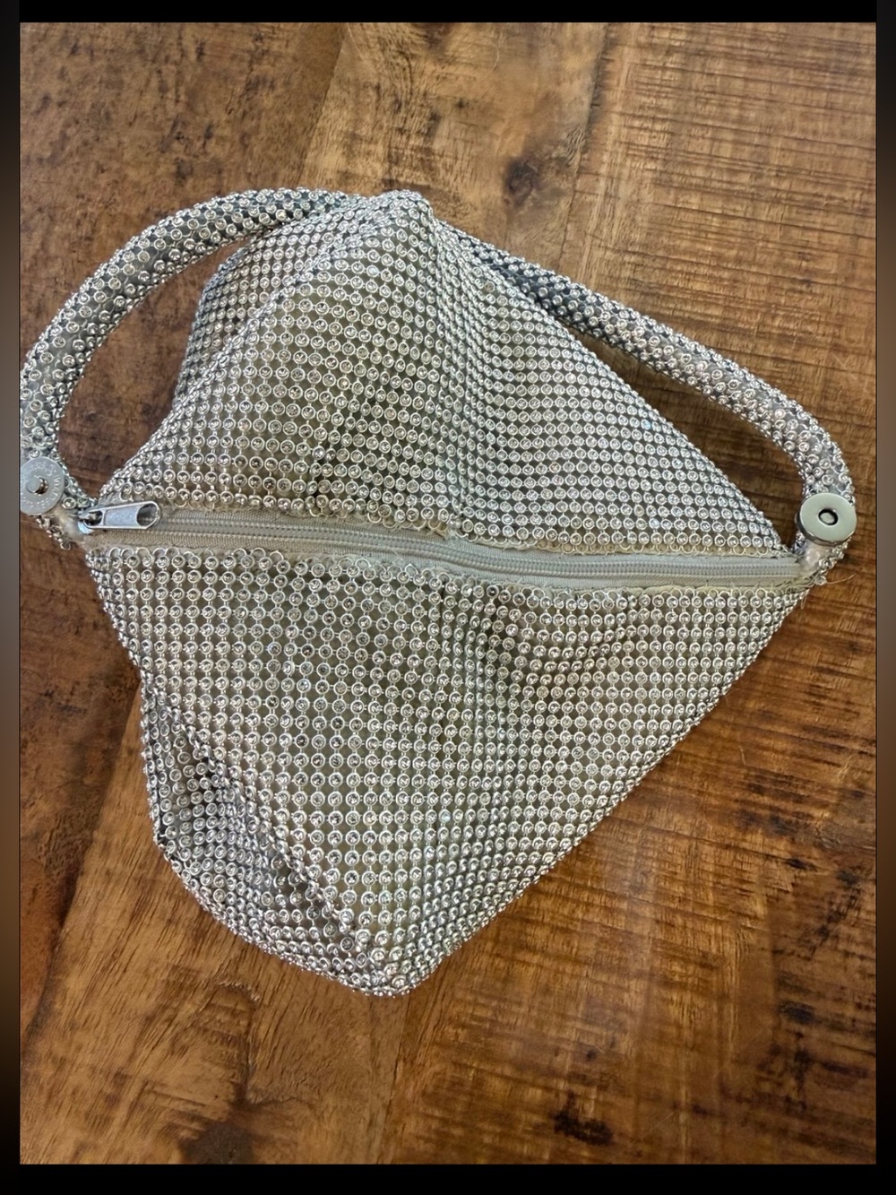 Silver Rhinestone Mesh Evening Bag - Picture 3 of 4